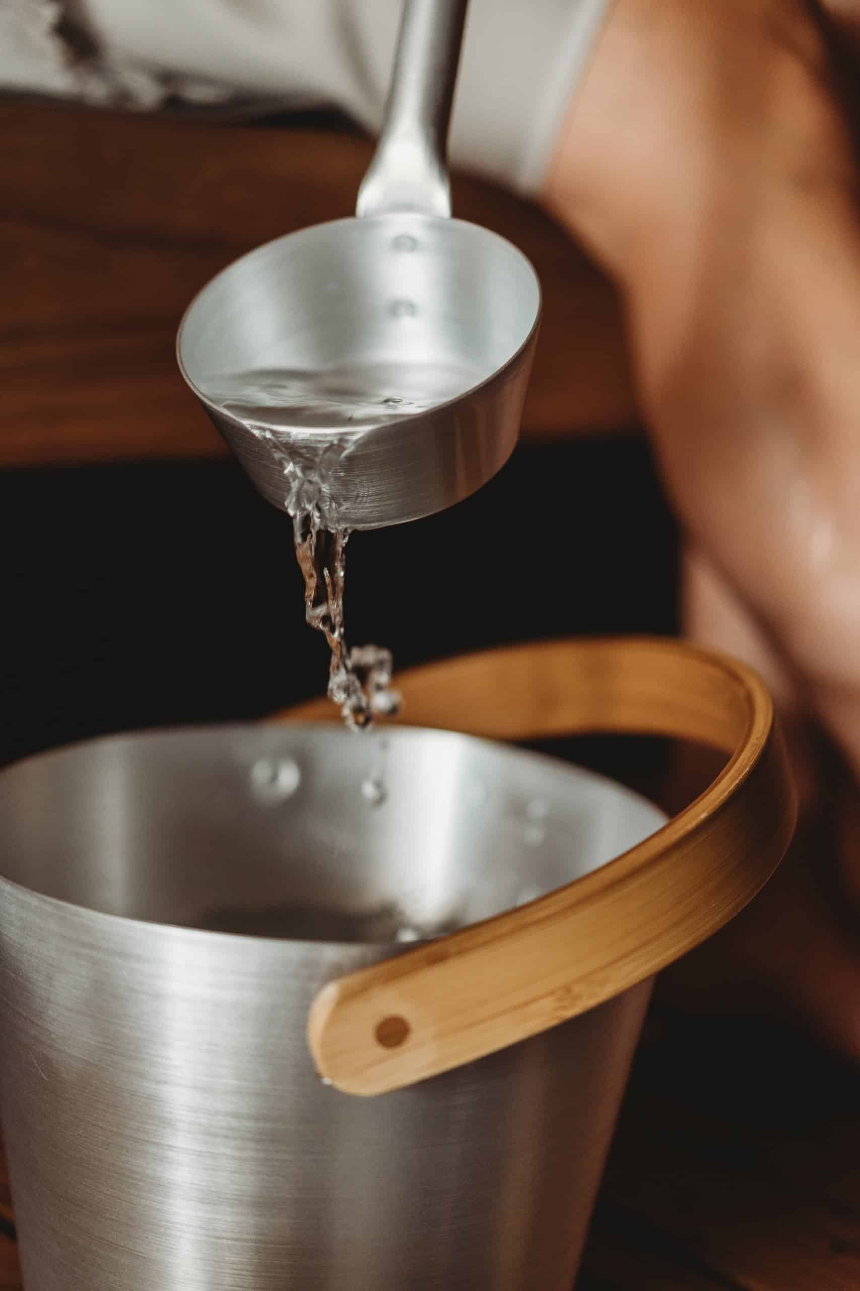 Rento Sauna Emmer met een beugel van bamboe hout - Aluminium