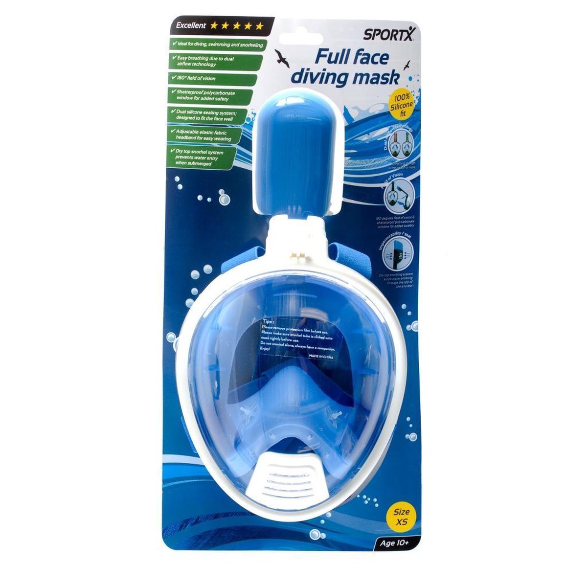 SportX Snorkelmasker maat XS blauw