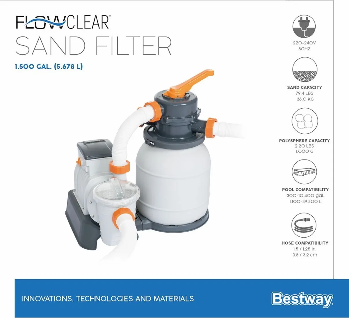 Flowclear zandfilterpomp 5,6 m3/h - Bestway