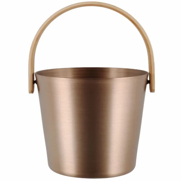 Rento sauna emmer met bamboe beugel, champagnekleur, voor sauna en wellness.