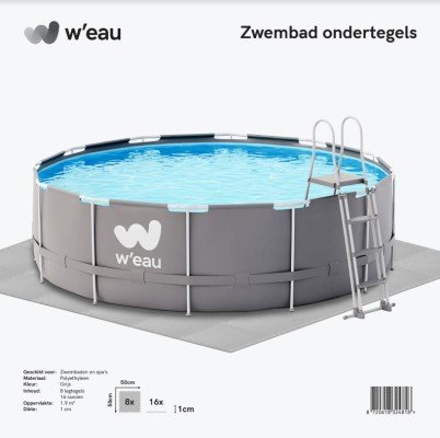 Dikke zwembad ondertegels grijs - 8 stuks van 50 x 50 x 1 cm - W'eau