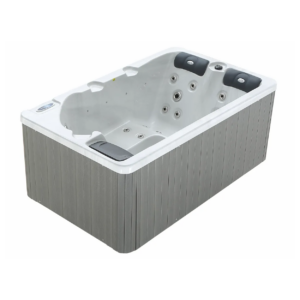 3-persoons W’eau Hudson spa met massagejets en controlepaneel.