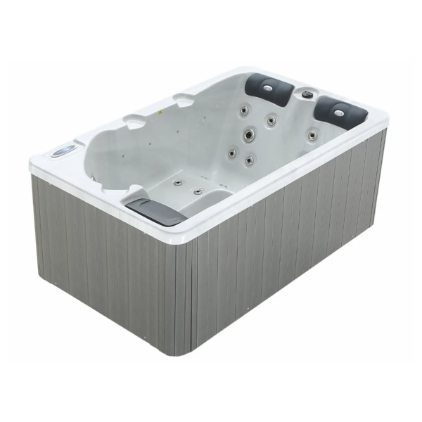 3-persoons W’eau Hudson spa met massagejets en controlepaneel.