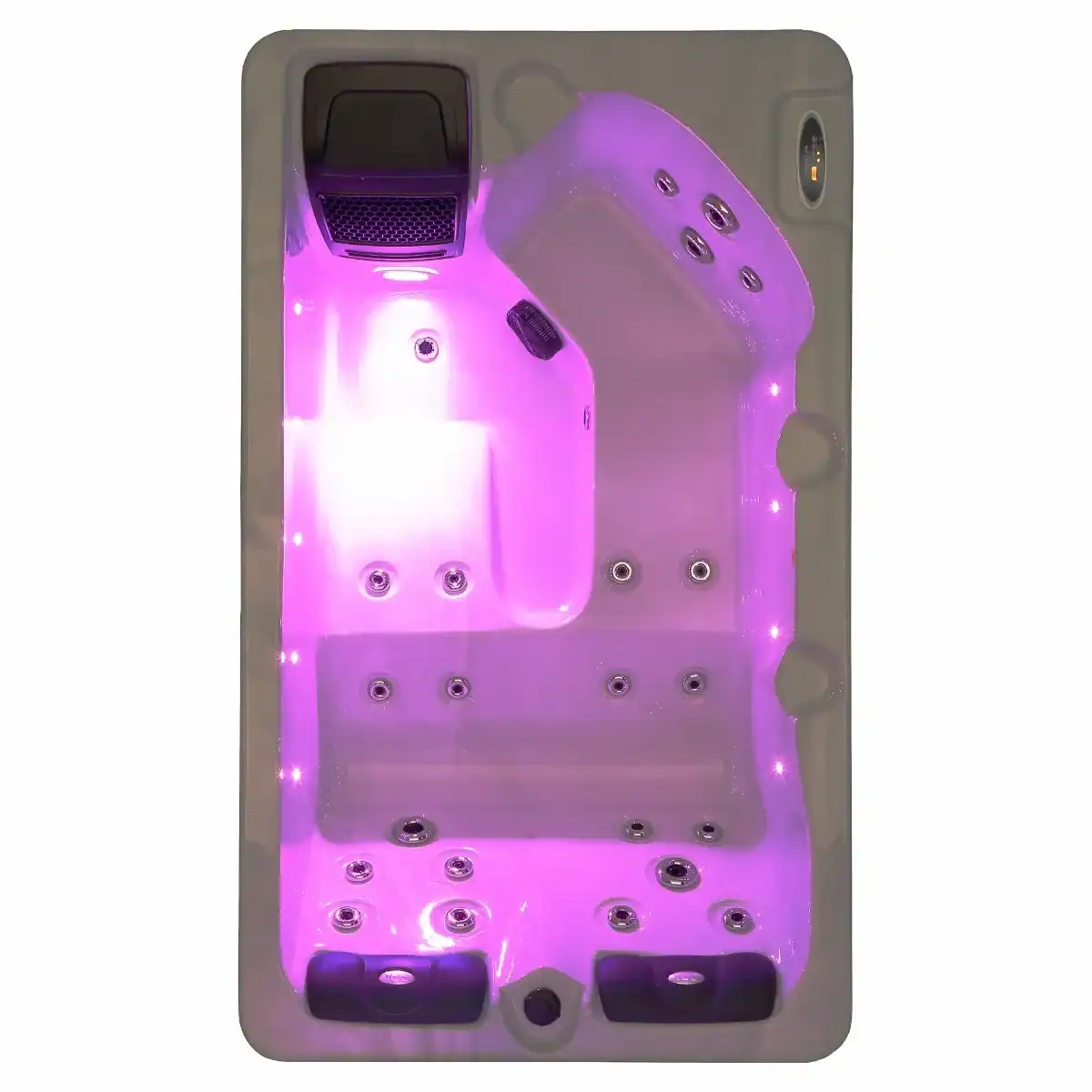Luxe 3-persoons spa met LED-verlichting en massagejets.