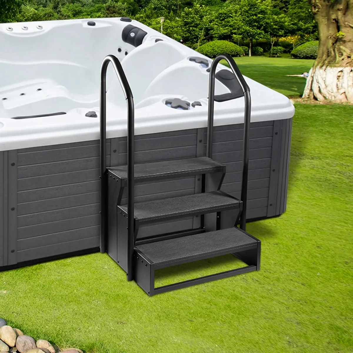 W’eau spa trap antislip met leuning – zwart