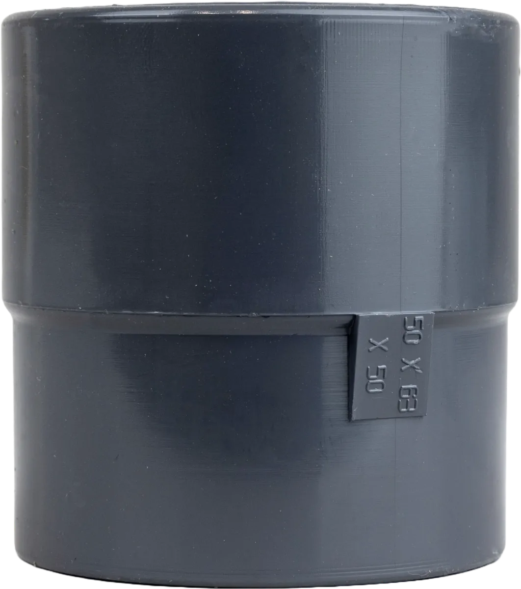 Verloopsok PVC 63/50 mm - grijs