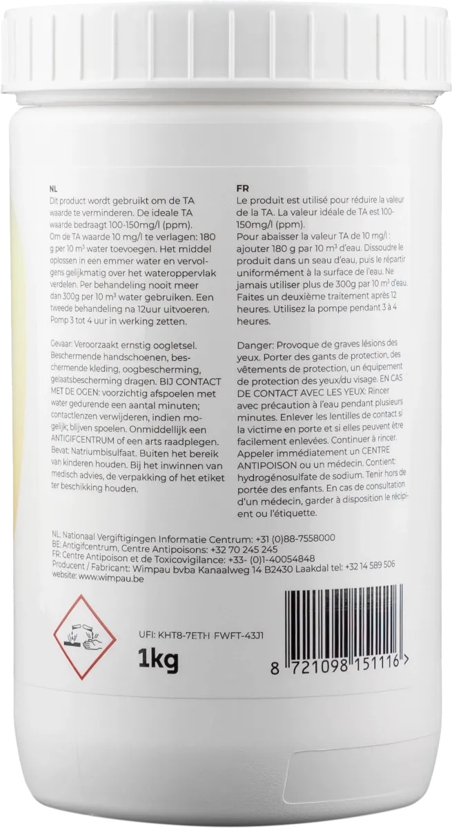 W'eau TA- Alkaliteit Verlager - 1 kg