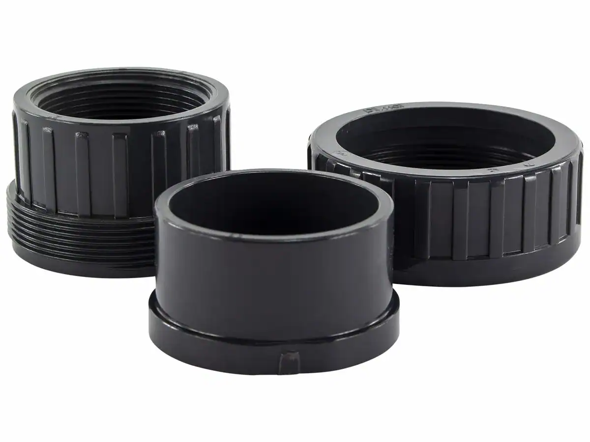 PVC 3/3 koppeling 63mm met lijmverbinding en buitendraad voor zwembadinstallaties.