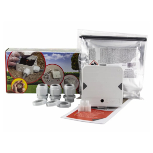 Complete automatische skimmer set voor zwembadreiniging, inclusief onderdelen en handleiding.