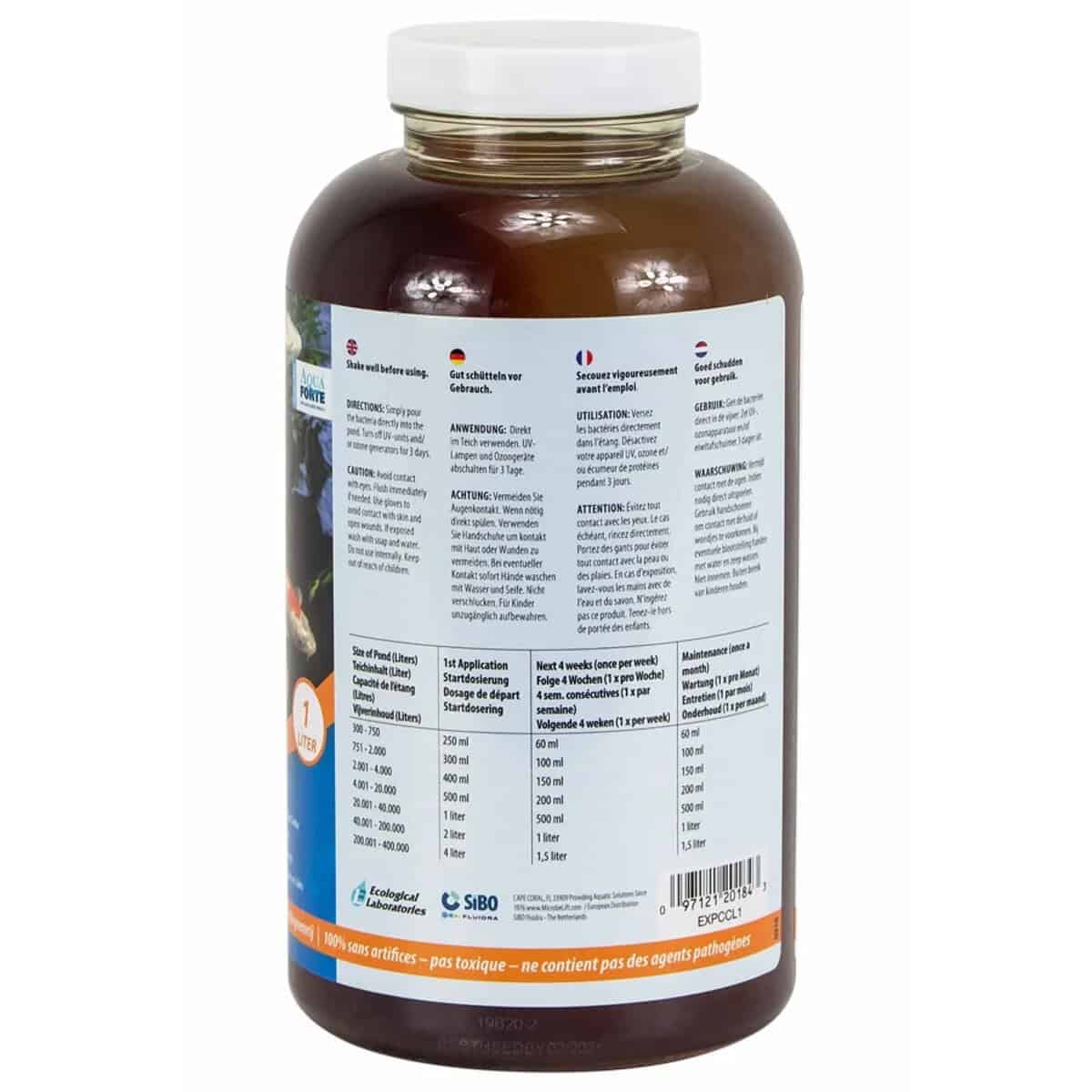 Microbe-lift Clean & Clear 1L voor zwembadwaterreiniging.