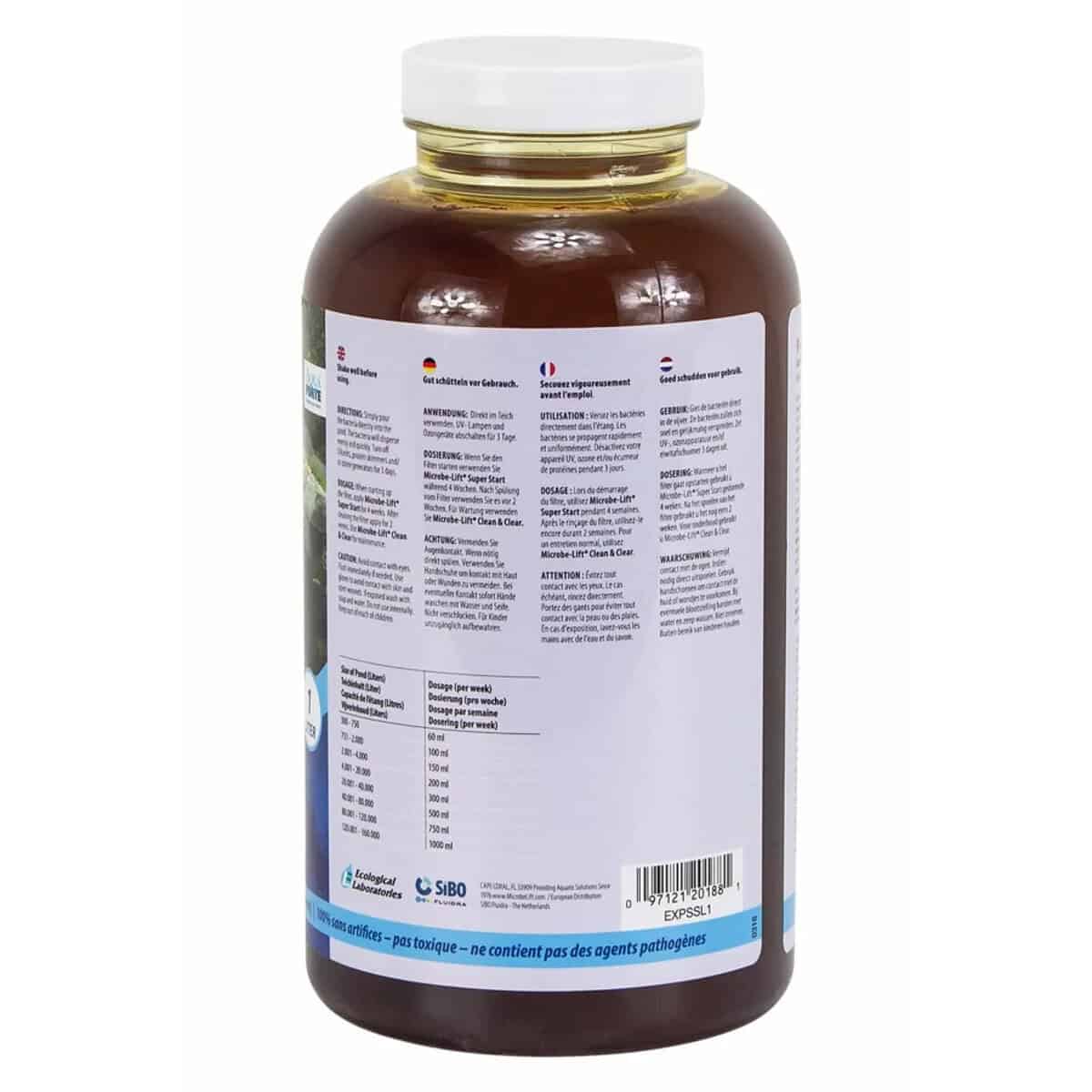 Microbe-Lift Super Start bacteriën voor zwembaden, 1 liter, bevordert een gezonde waterbalans.