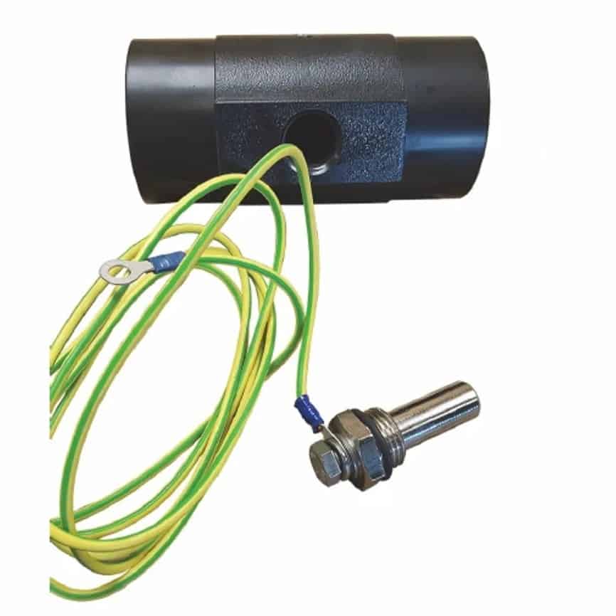 Aardingsset voor zwembaden met 50/63mm aansluiting en 2 meter kabel.