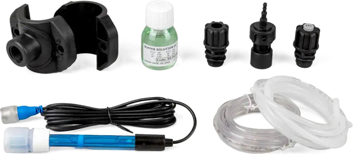 Uitbreidingsset voor Hayward Aquarite Flo met pH-socket en accessoires.