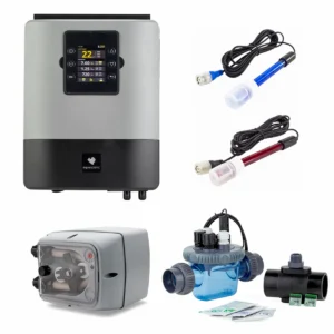Hydrolyse set voor zwembadwater, geschikt voor zwembaden tot 65 m3, inclusief controlepaneel en acce.