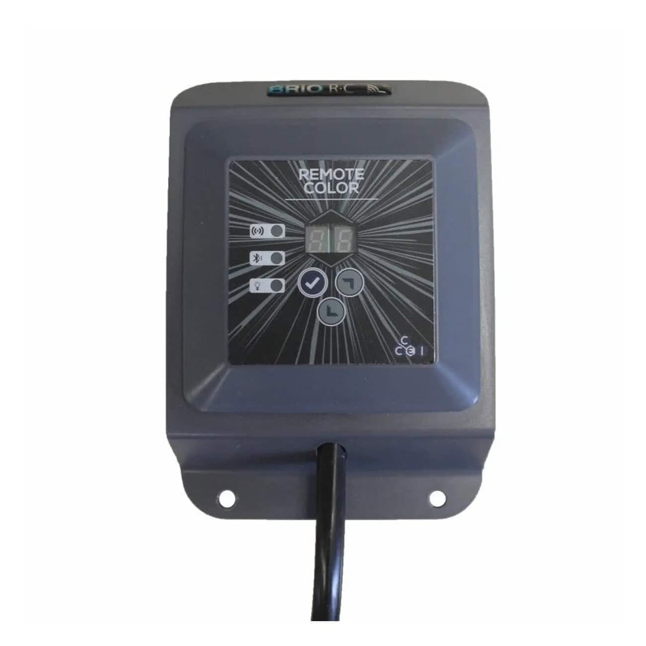 CCEI Gaia Brio RC+ schakelkast met afstandsbediening voor zwembadbesturing.