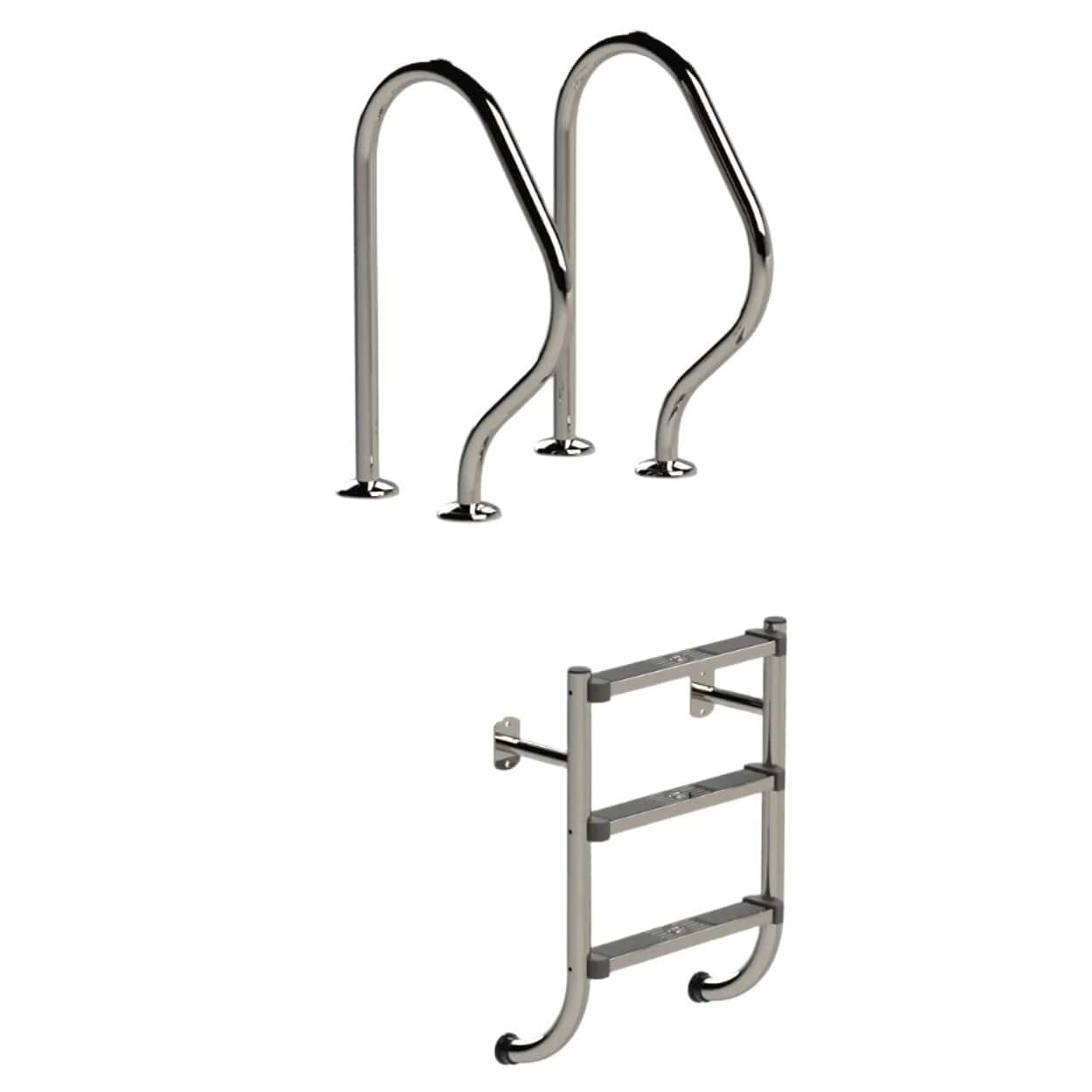 RVS zwembadtrap 3 treden voor veilige toegang tot het zwembad.