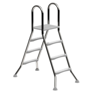 RVS zwembadtrap met 2x3 treden voor veilige toegang tot het zwembad.