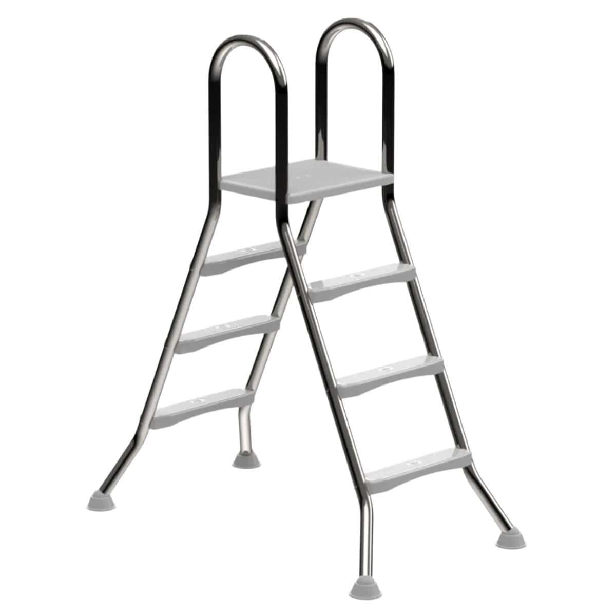 RVS zwembadtrap met 2x3 treden voor veilige toegang tot het zwembad.