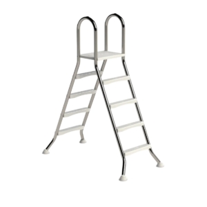 RVS zwembadtrap met 2x4 treden voor veilige toegang tot het zwembad.