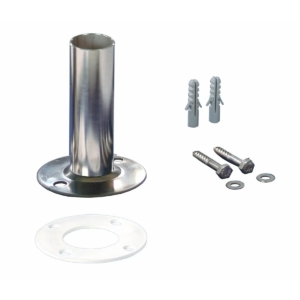 Verankeringsset voor zwembadtrappen met bevestigingsmaterialen en pluggen.