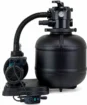 Zandfilterset voor zwembadreiniging, geschikt voor 4 m³/u filtratiecapaciteit.