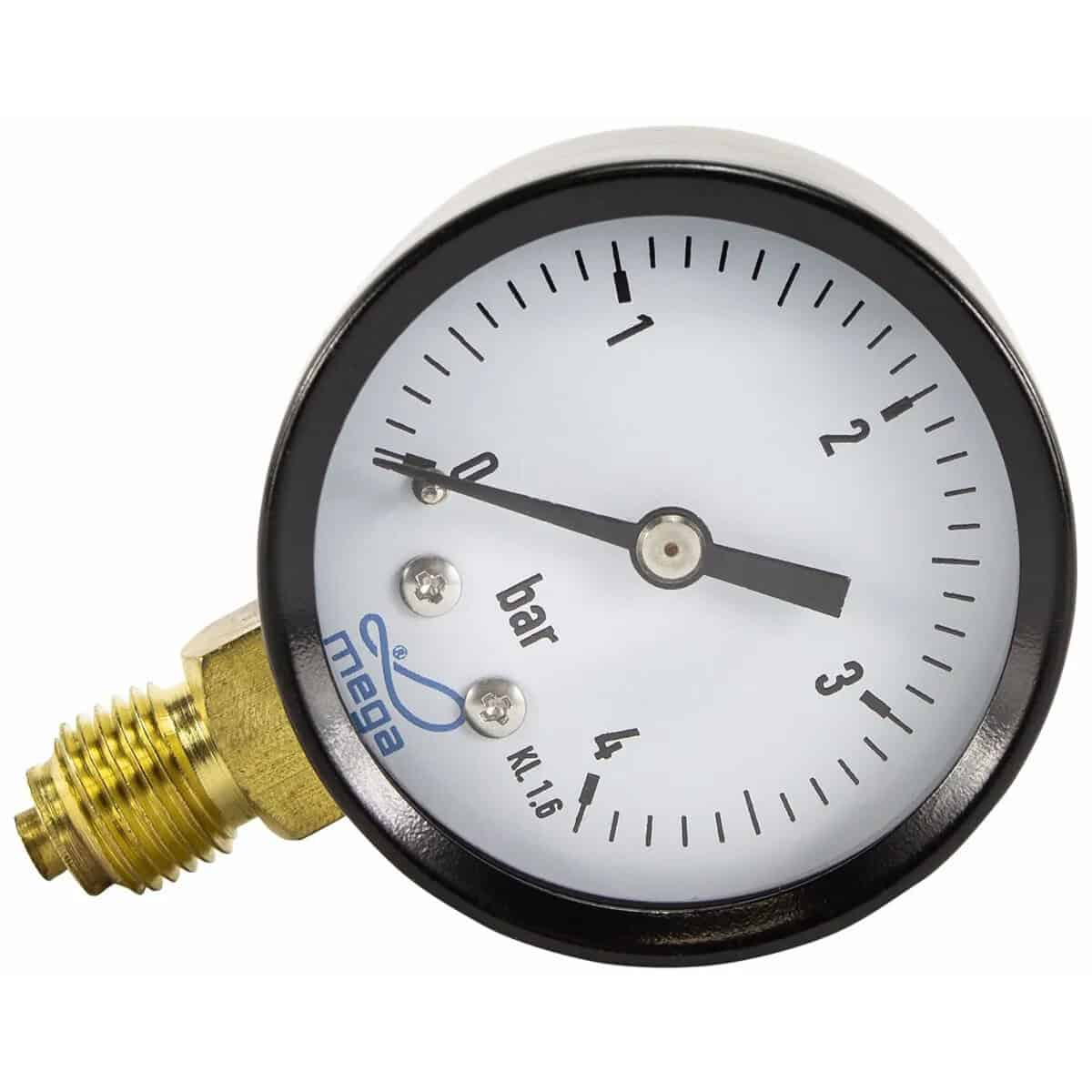 Zandfilter drukmeter met manometer 0-4 bar voor zwembadfilterinstallaties.