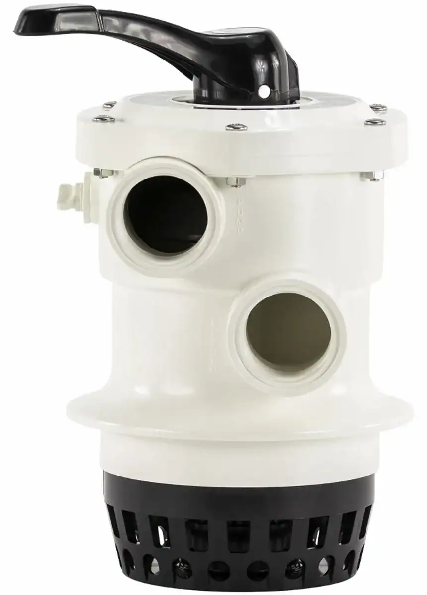 Mega 6-weg klep met klemdeksel, geschikt voor FSF zandfilterset, topmount aansluiting.