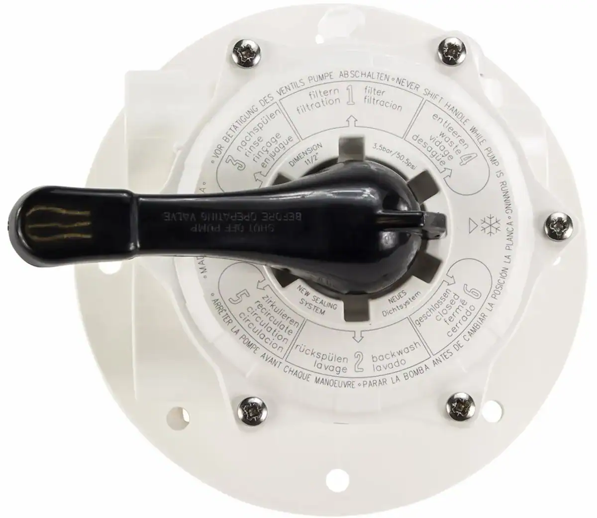 Zandfilter 6-weg klep voor zwembad, geschikt voor topmount systemen. Eenvoudige bediening en duurzam.