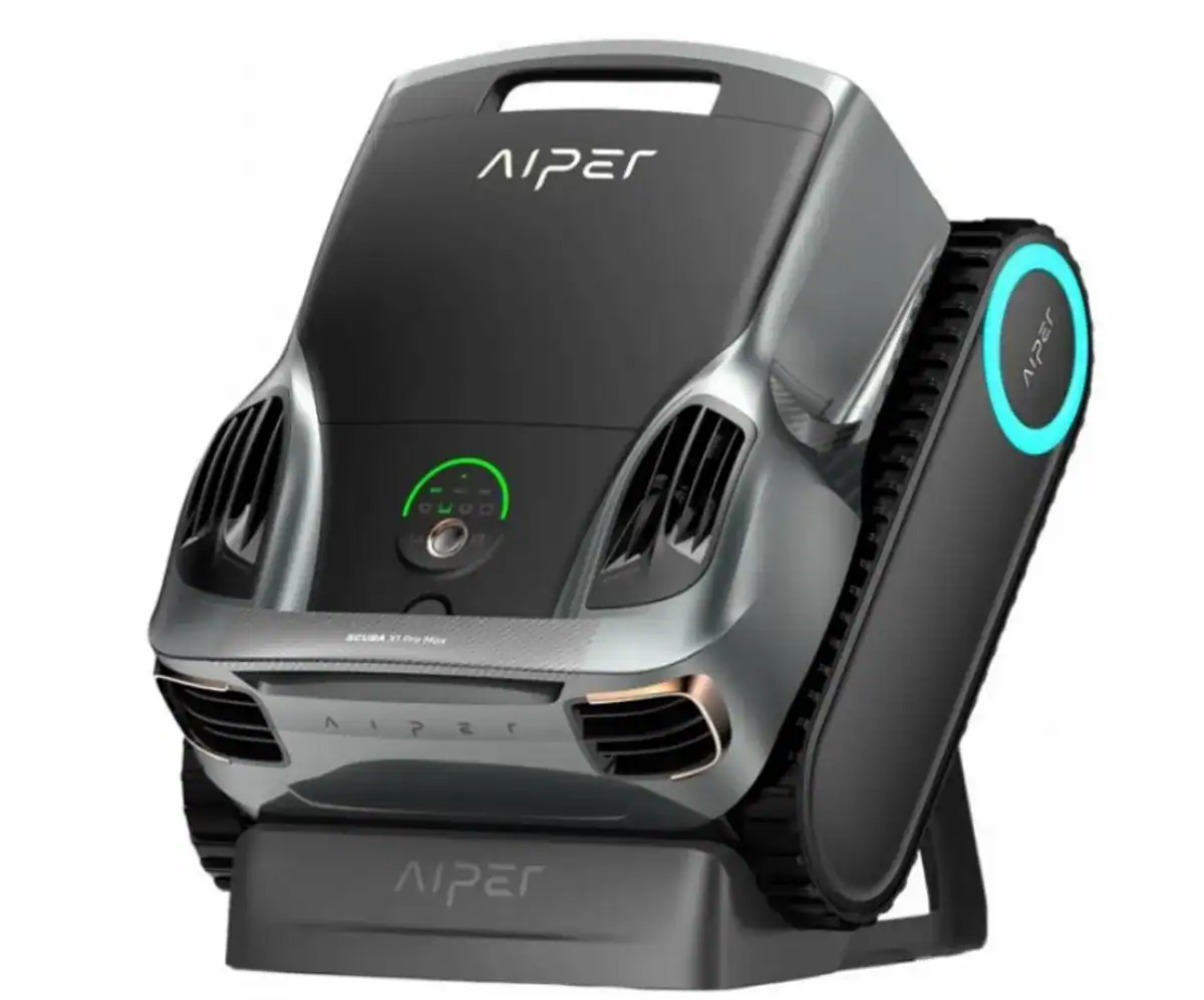 Aiper Scuba X1 Pro Max zwembadrobot voor schoonmaken van zwembaden.