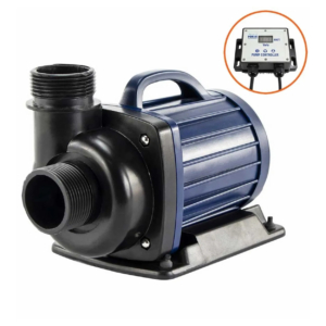 Vijverpomp met variabele snelheid en digitale controller voor watercirculatie.