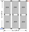 Zonnecollector voor zwembadverwarming, 6 panelen, 2000 liter per paneel, geschikt voor zonne-energie.