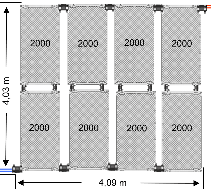 Zonneboilerset met 8 absorberpanelen, ideaal voor zonne-energie en verwarming van zwembaden tot 32 m.