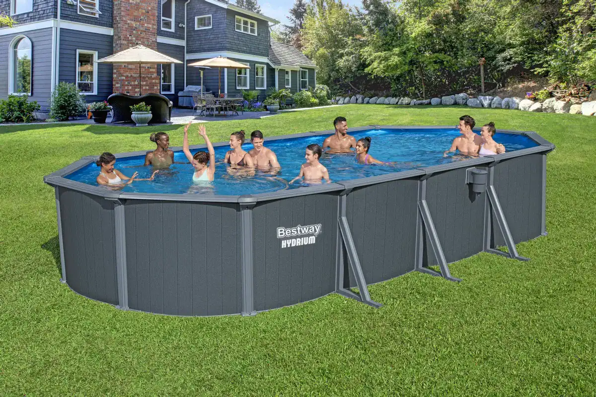 Zwemzwembad voor tuin, 4.57x2.13m, geschikt voor familie en kinderen, met stevige constructie en gem.