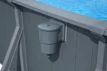 Zwembad filterkast en pompsysteem voor schoon water en onderhoud.