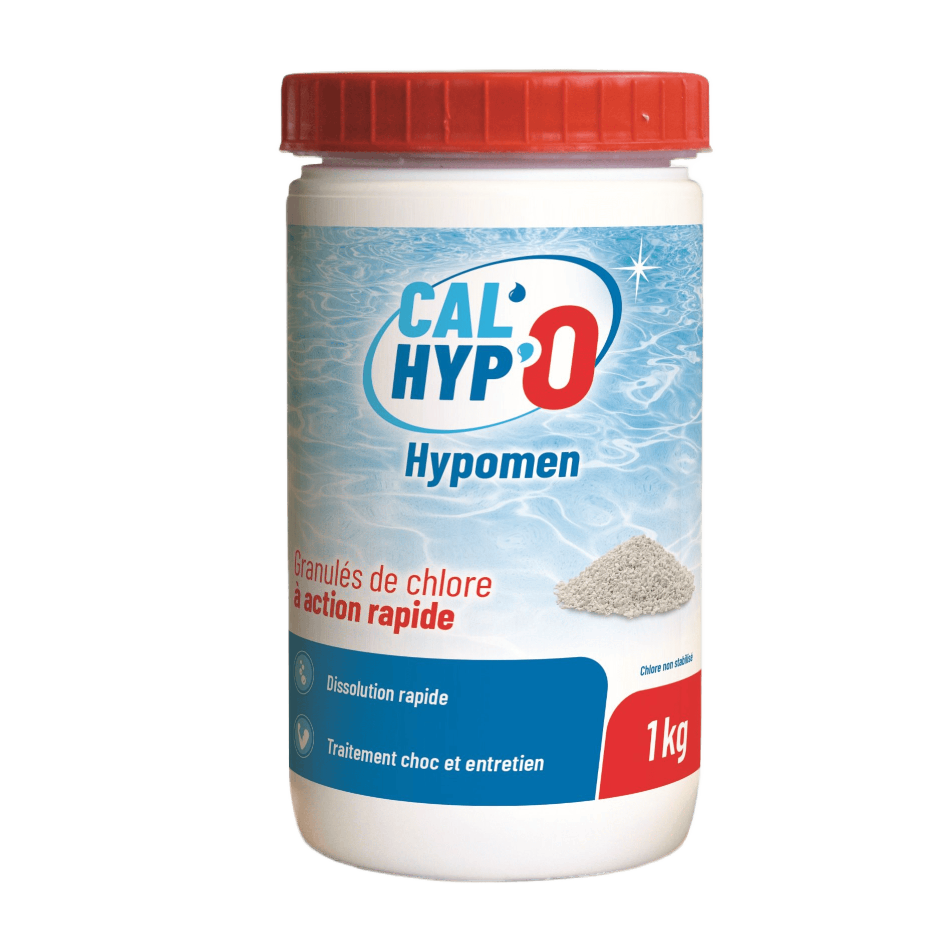 Cal Hypo Hypomen chloorgranulaat voor snel zwembadwaterontzouting, 1 kg.