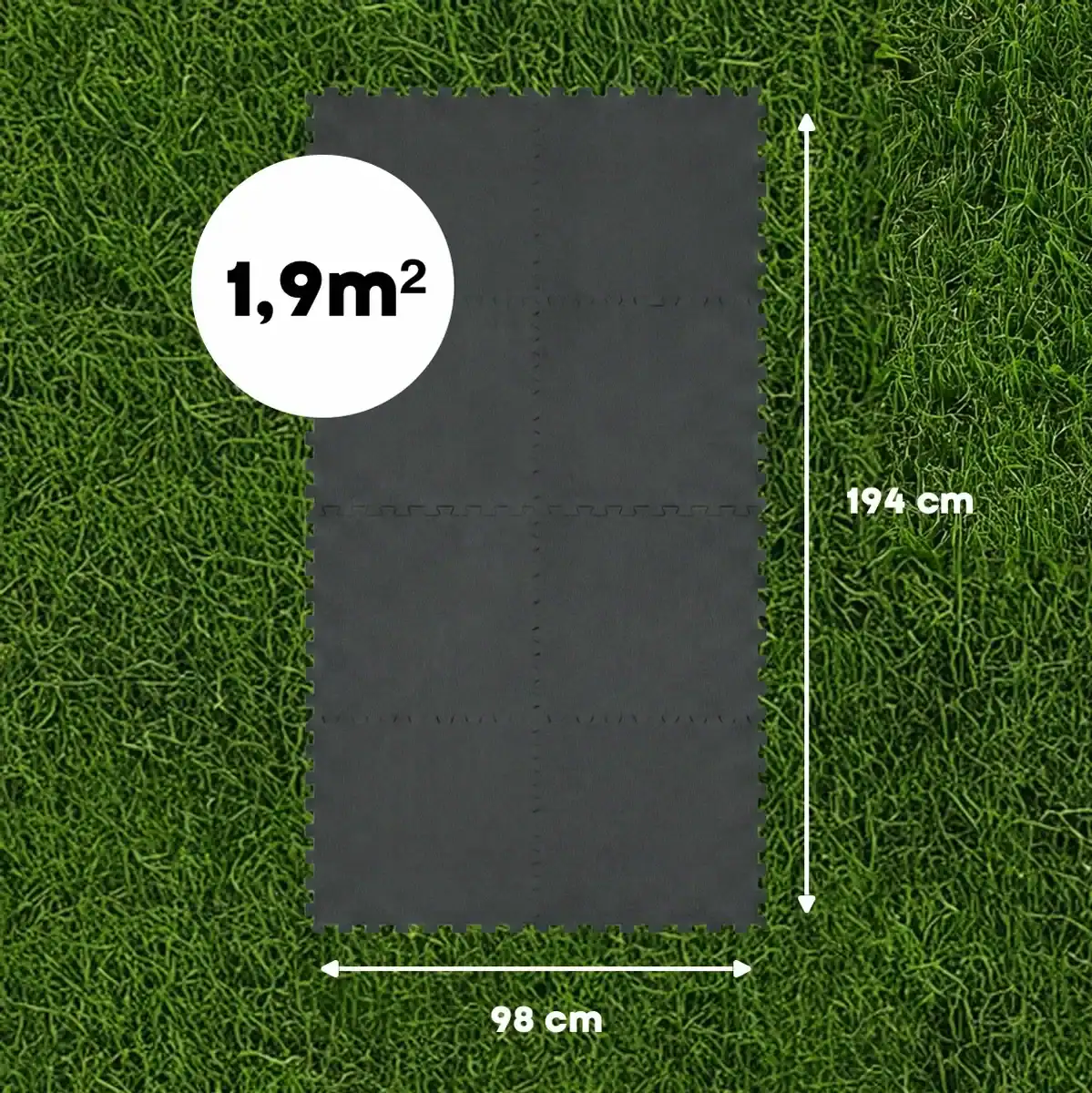 Afbeelding van een zwembadvloer met afmetingen 98 cm bij 194 cm, oppervlakte 1,9 m².