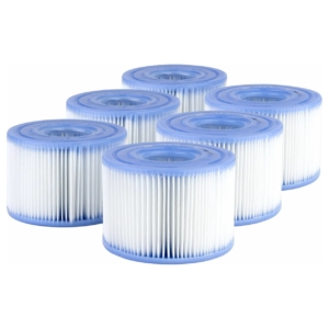 Set van 6 zwembadfilterpatronen voor schoon water en optimale filtratie.