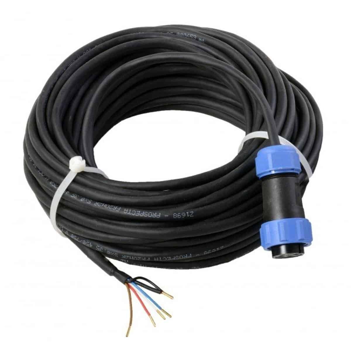 Waterdichte zwembad kabel met connector voor waterpompen en filters.