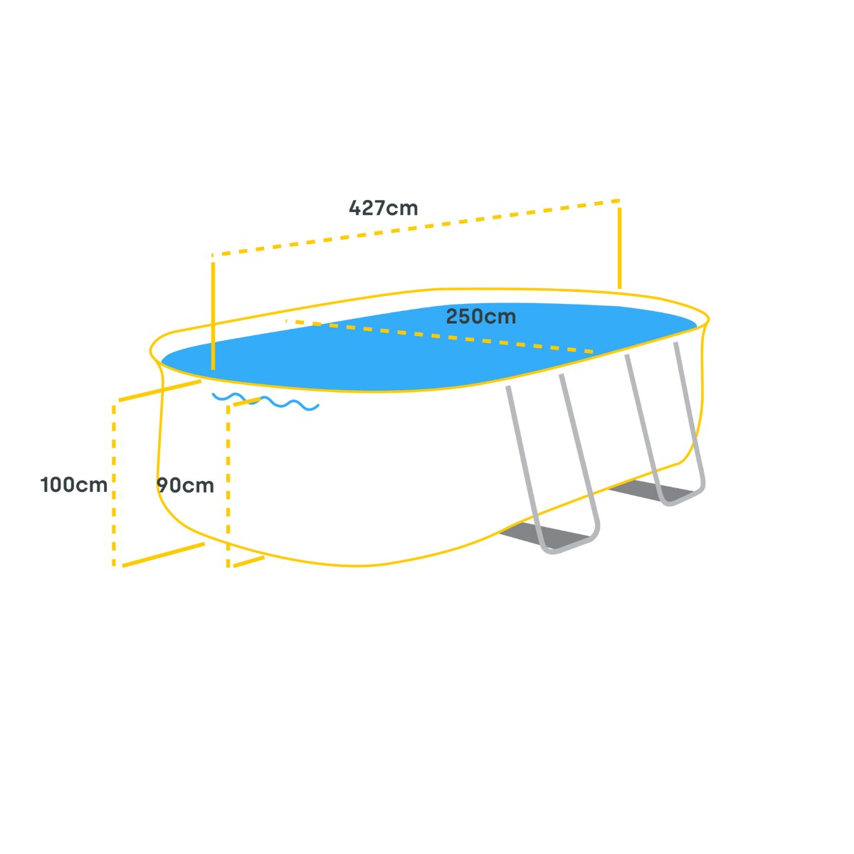 Bestway Power Steel ovaal zwembad - 427 x 250 x 100 cm - met filterpomp en accessoires