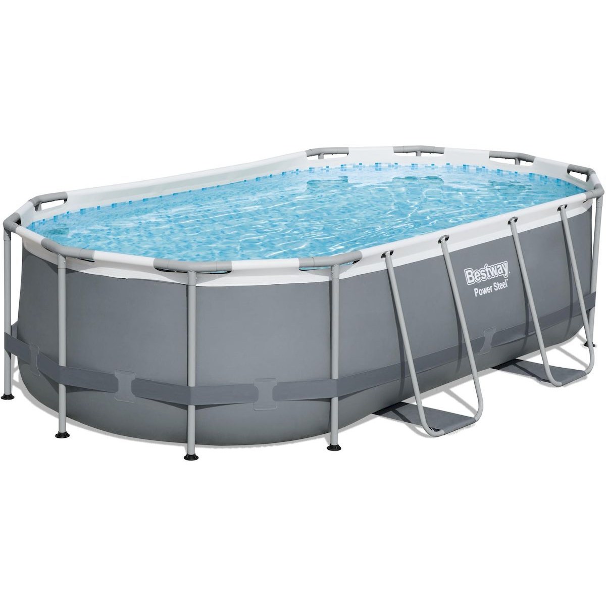 Bestway Power Steel ovaal zwembad - 427 x 250 x 100 cm - met filterpomp en accessoires