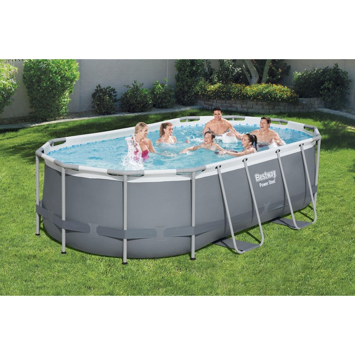 Bestway Power Steel ovaal zwembad - 427 x 250 x 100 cm - met filterpomp en accessoires