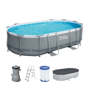 Bestway Power Steel ovaal zwembad - 488 x 305 x 107 cm - met filterpomp en accessoires