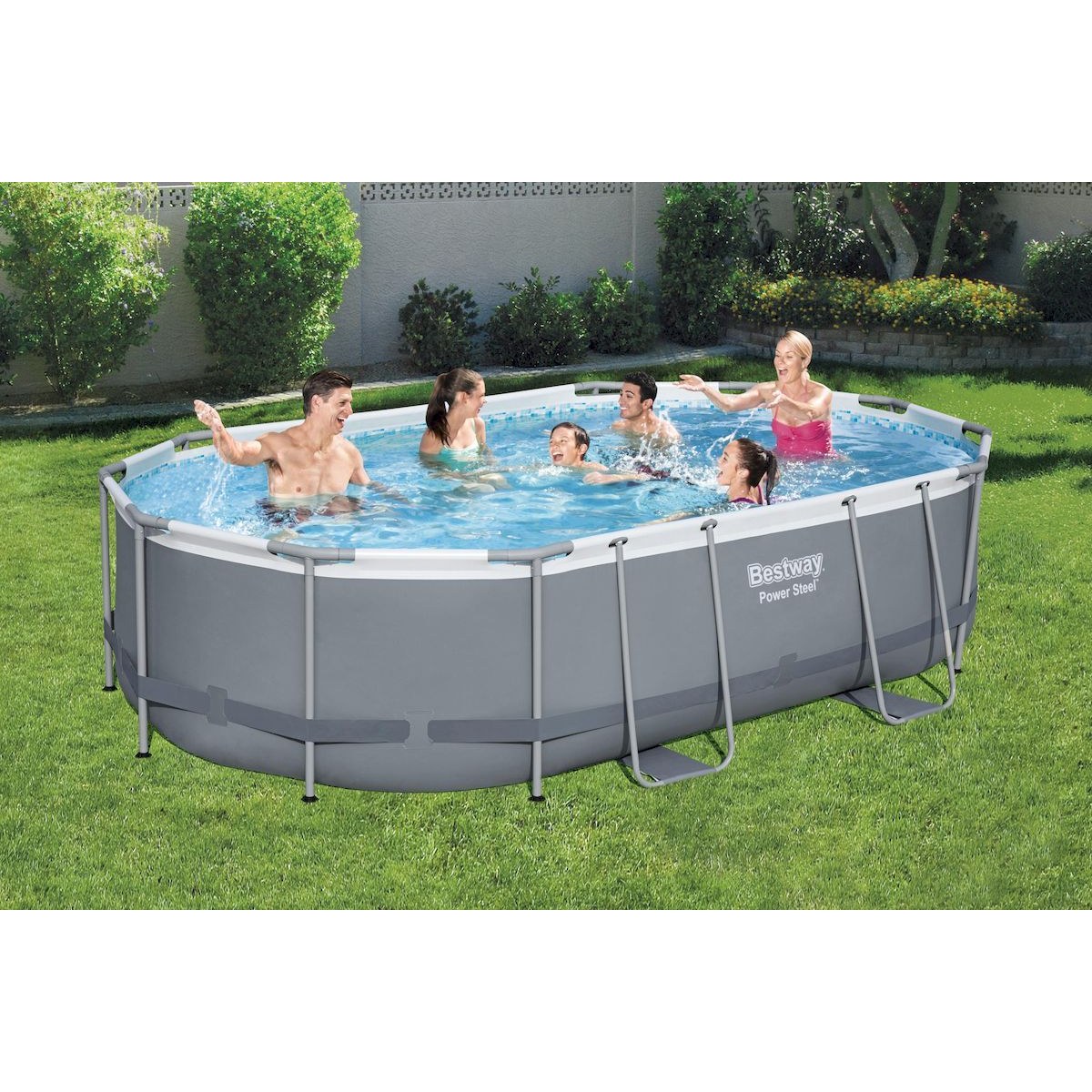 Bestway Power Steel ovaal zwembad - 488 x 305 x 107 cm - met filterpomp en accessoires