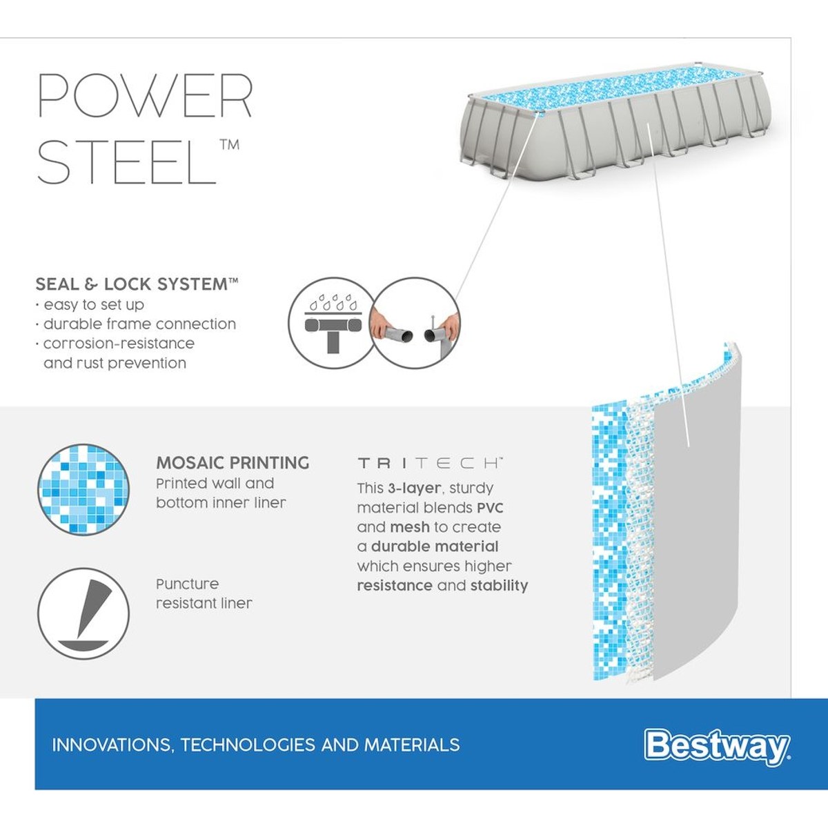Bestway Power Steel zwembad - 640 x 274 x 132 cm - met zandfilterpomp en accessoires