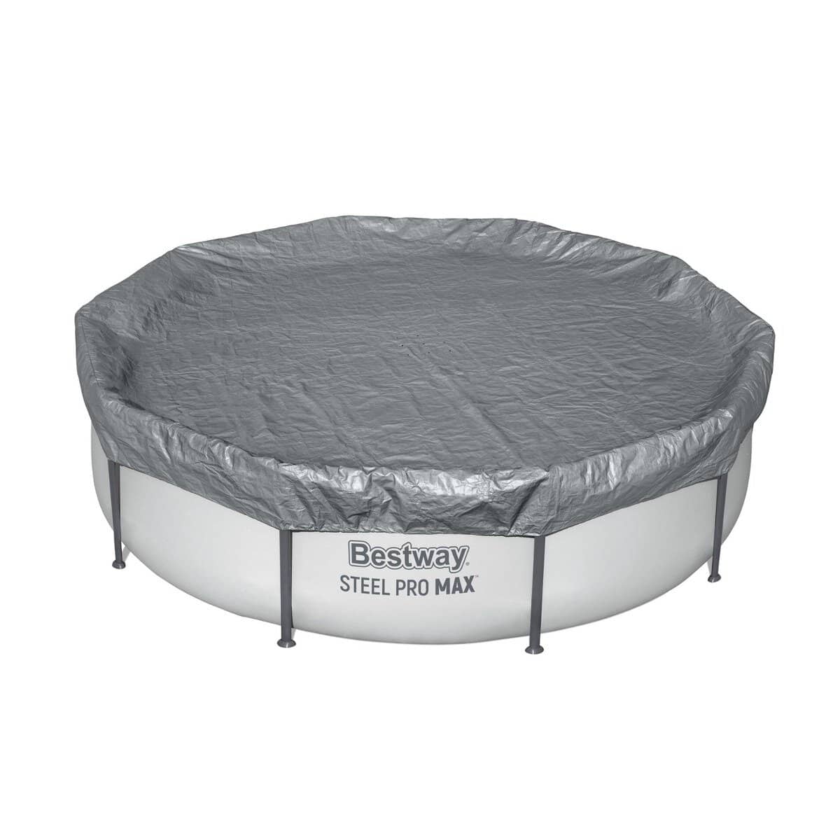 Zwembad Bestway Steel Pro Max met afdekking, geschikt voor zomerse verkoeling.