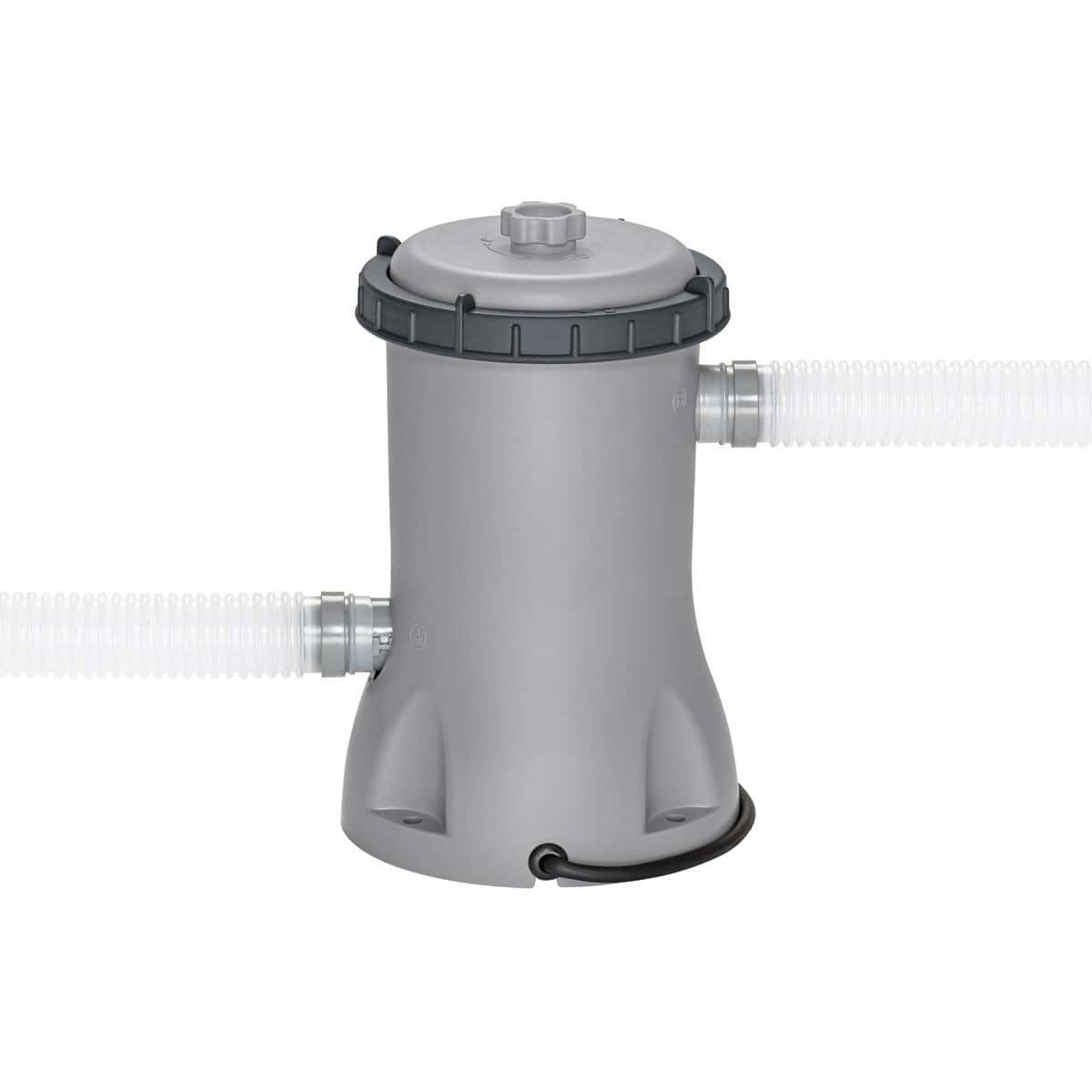 Zwembadfilter met slangen voor watercirculatie en filtratie.