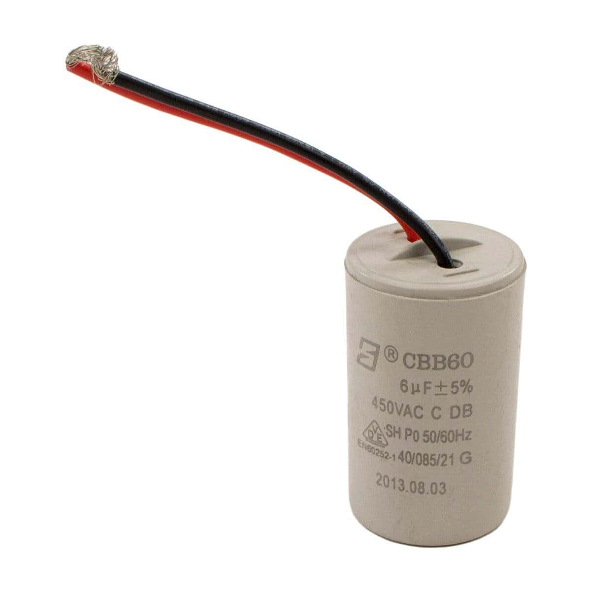 Elektrische condensator met aansluitkabel voor zwembadapparatuur.