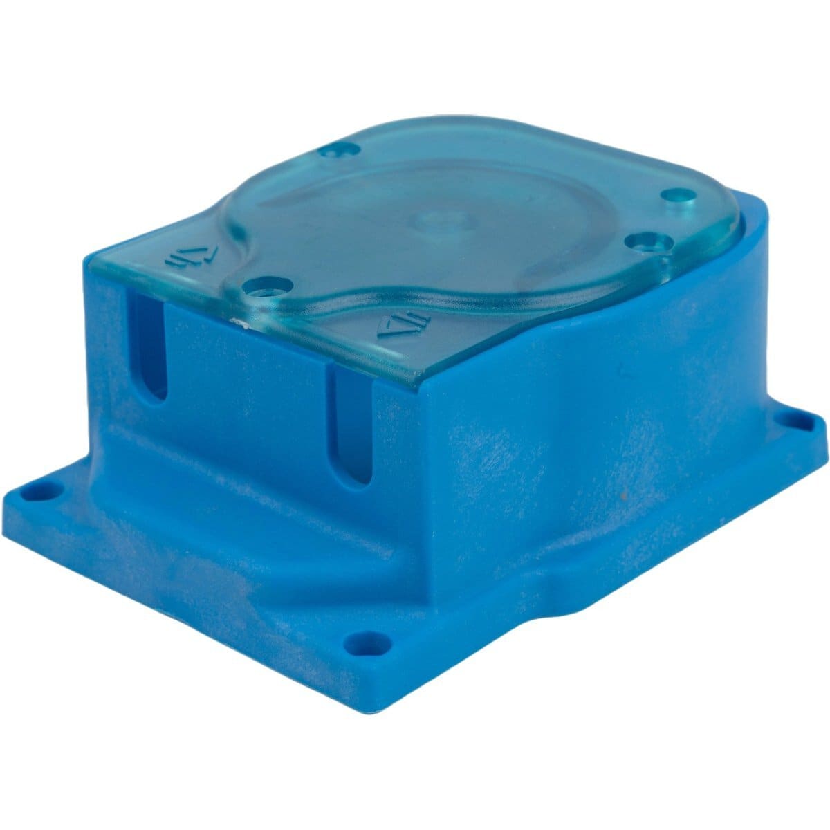 Blauwe zwembadfilter voor waterzuivering en onderhoud.
