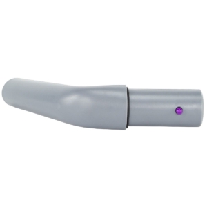 Accessoire voor zwembadreiniging en onderhoud, grijs kunststof met knop.