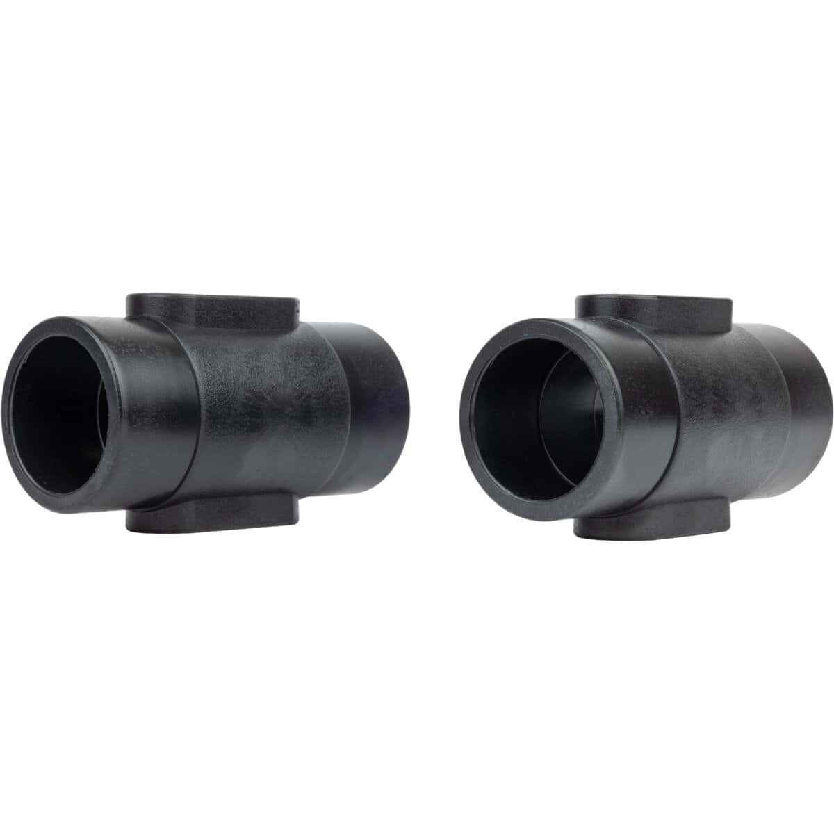 Zwart PVC T-stuk voor zwembad waterleidingen, geschikt voor waterinstallaties.